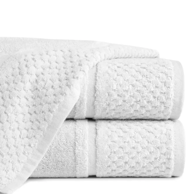 Ręcznik do rąk 30x50 cm bawełniany kolor biały z efektowną bordiurą 550 g/m2 IBIZA