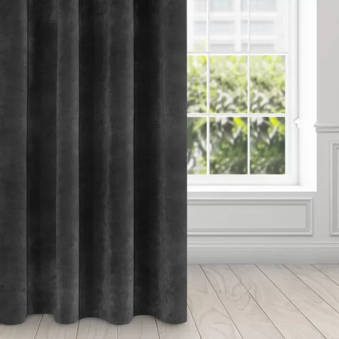 Zasłona czarna z ekskluzywnego matowego welwetu 140x250 cm przelotka RIA Diva Line