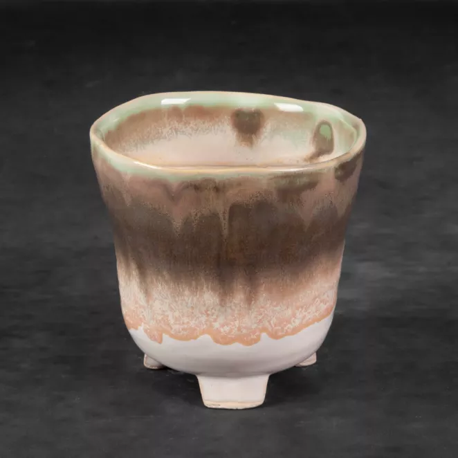 Osłonka ceramiczna na donicę KATIA w stylu boho z cieniowaniem
