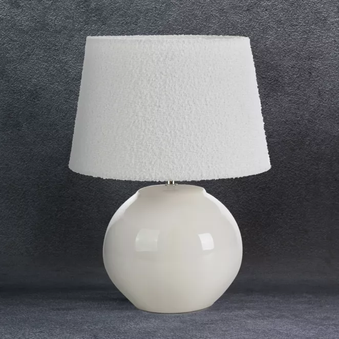 Lampa stołowa ceramiczna COLINS z matowym abażurem z tkaniny typu bukla