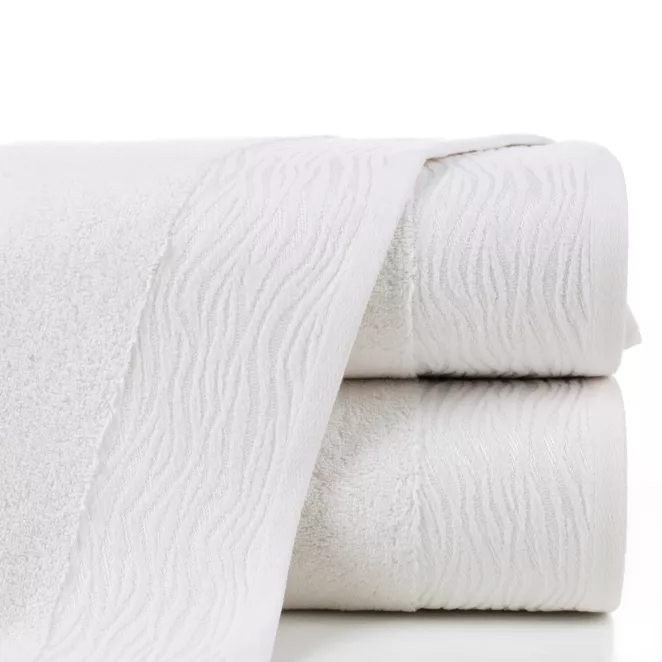 Ręcznik kąpielowy 50x90 cm bawełniany kolor kremowy z żakardową bordiurą 500 g/m2 DAFNE