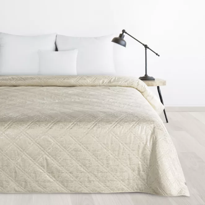 DESIGN 91 narzuta welwetowa pikowana metodą hot press w wzór karo