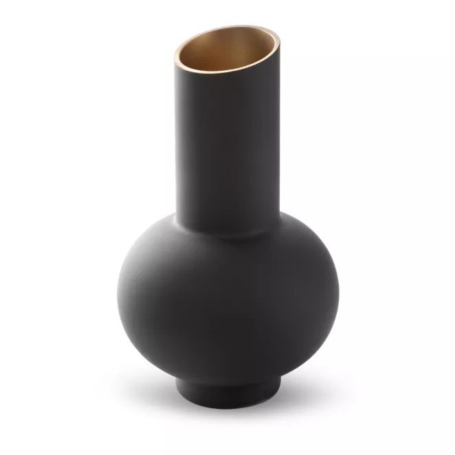 LIMITED COLLECTION Wazon PEONIA czarno-złoty ze szkła artystycznego  PASJA CZERNI