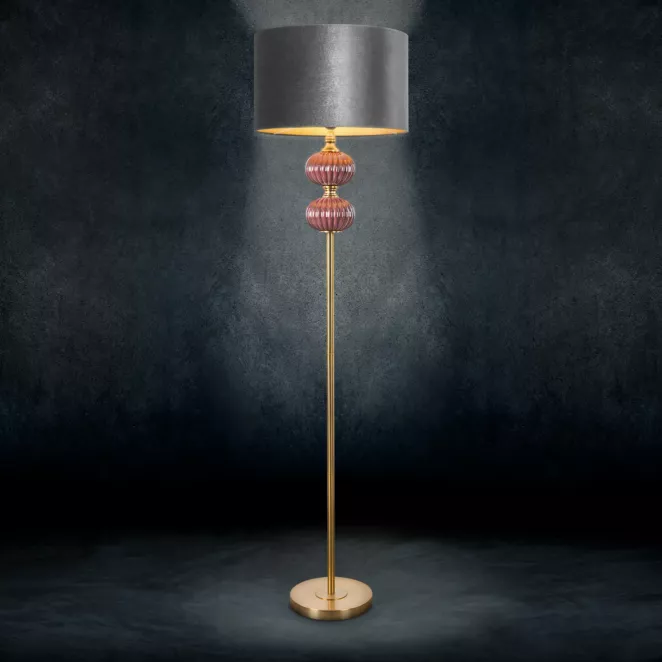 Lampa stojąca MARITA z welwetowym  abażurem