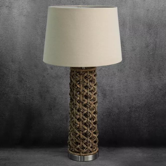 Lampa stołowa AMY na ażurowej podstawie wyplatanej z wikliny