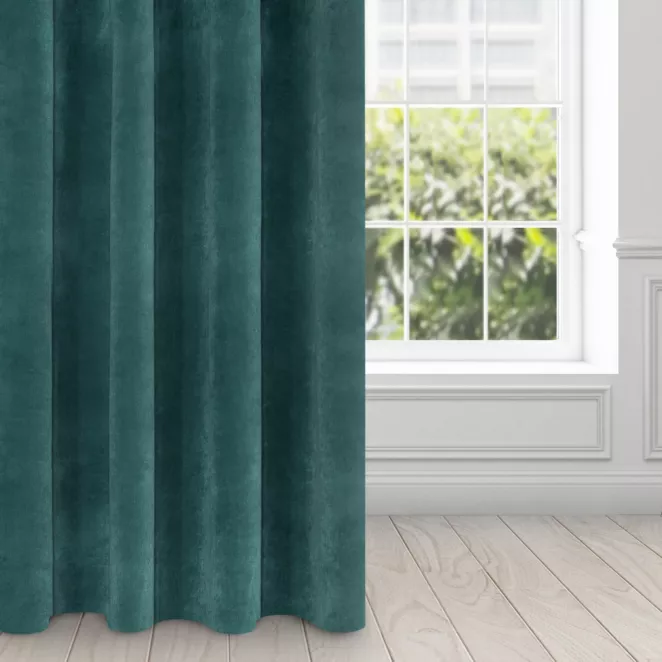 Zasłona ciemnoturkusowa z ekskluzywnego matowego welwetu 140x250 cm przelotka RIA Diva Line