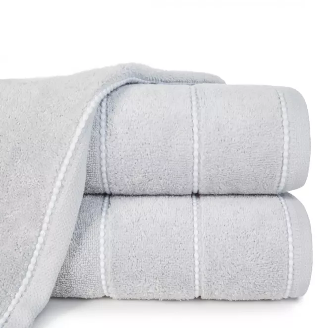 Ręcznik do rąk 30x50 cm bawełniany kolor srebrny z welwetową bordiurą 500 g/m2 MARI