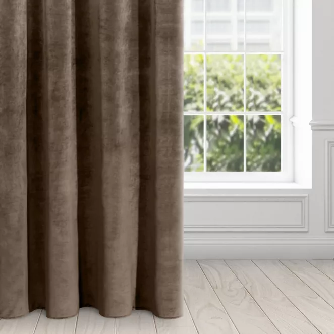 Zasłona brązowa z ekskluzywnego matowego welwetu 140x250 cm przelotka RIA Diva Line