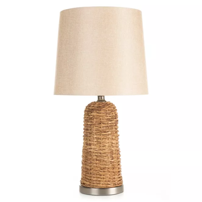Lampa ARLO w stylu boho z plecionej podstawy i matowego abażuru