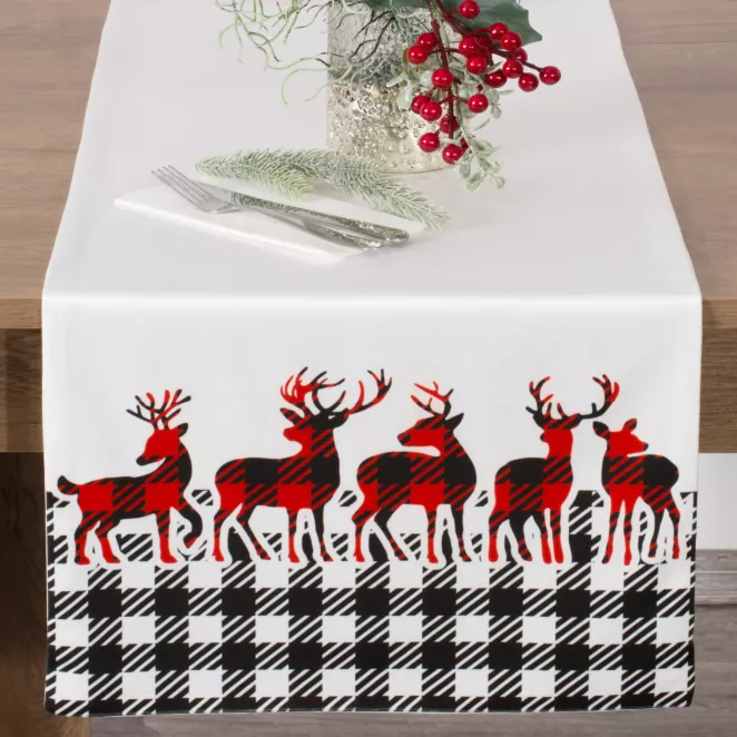 Bieżnik welwetowy SANTA z motywem skandynawskim