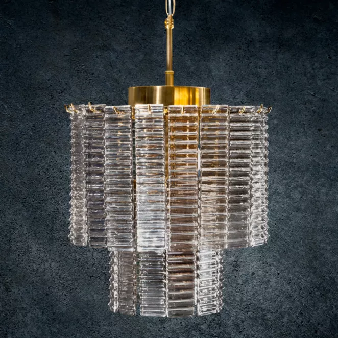 Lampa DALIA z prostokątnymi szklanymi zawieszkami