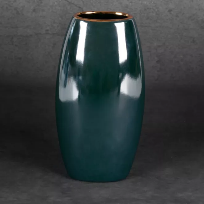 Wazon ceramiczny AMORA 2 o lśniącej powierzchni ze złotym detalem