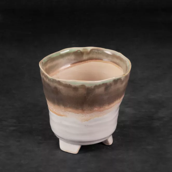 Osłonka ceramiczna na donicę KATIA w stylu boho z cieniowaniem