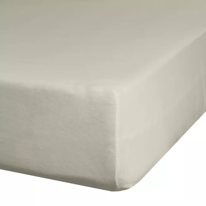 Prześcieradło gładkie z gumką 100x200 cm z satyny bawełnianej kolor szarobeżowy 125 g/m2 NOVA 3