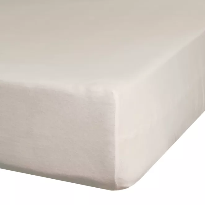 Prześcieradło gładkie z gumką 220x200 cm z satyny bawełnianej kolor beżowy 125 g/m2 NOVA 3