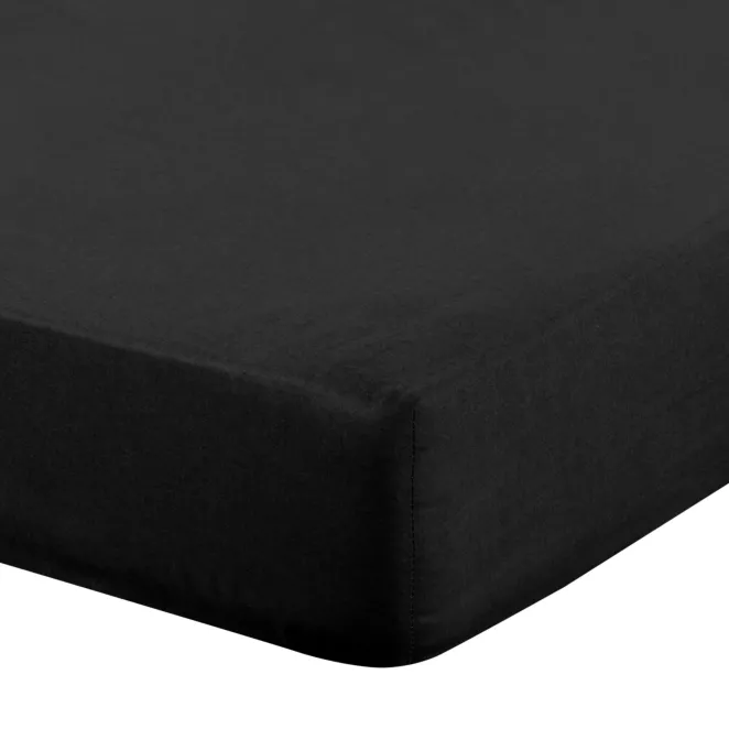 Prześcieradło z gumką 220x200 cm z bawełny kolor czarny 105 g/m2 BASIC