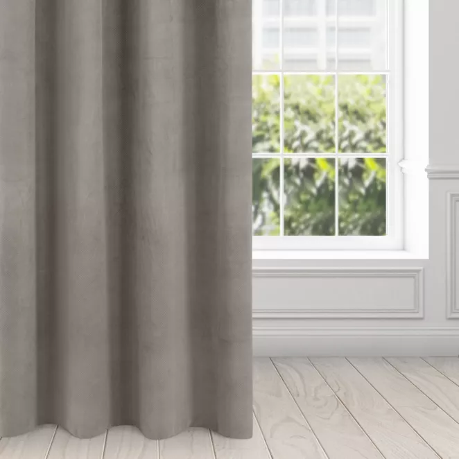 Zasłona popielata z matowego welwetu 140x250 cm przelotka MILO