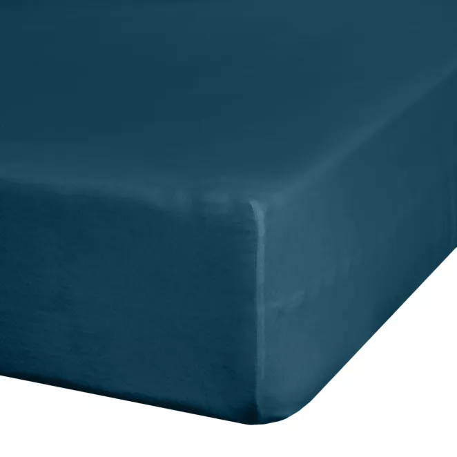 Prześcieradło jersey z gumką 120x200 cm z bawełny kolor granatowy 140 g/m2 ADELA