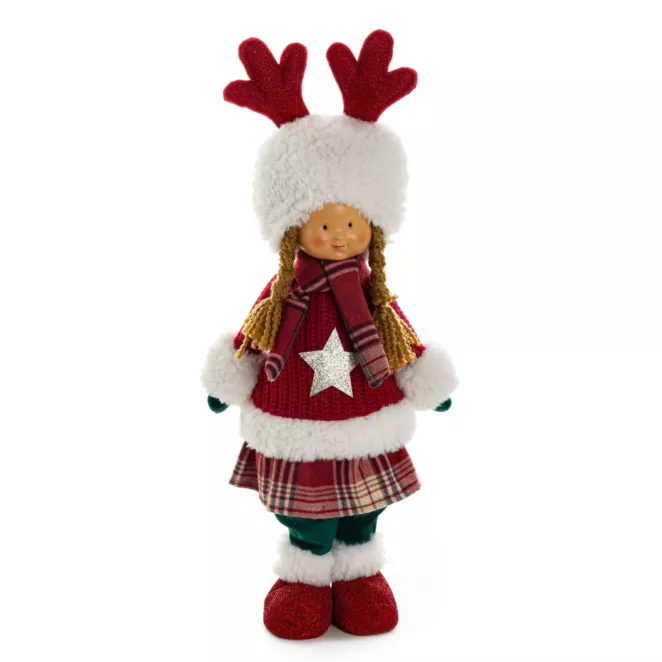 Figurka świąteczna DOLL lalka w zimowym stroju z miękkim futerkiem