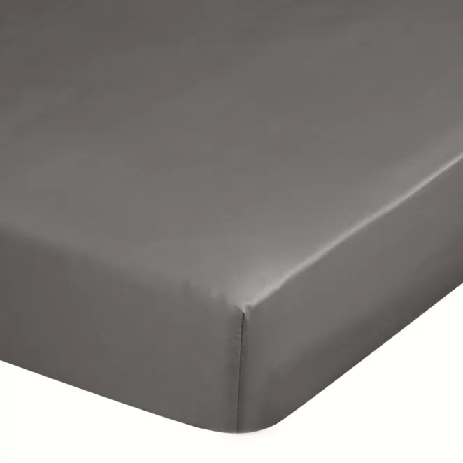 Prześcieradło z gumką 100x200 cm z satyny bawełnianej kolor popielaty 125 g/m2 DINA Diva Line
