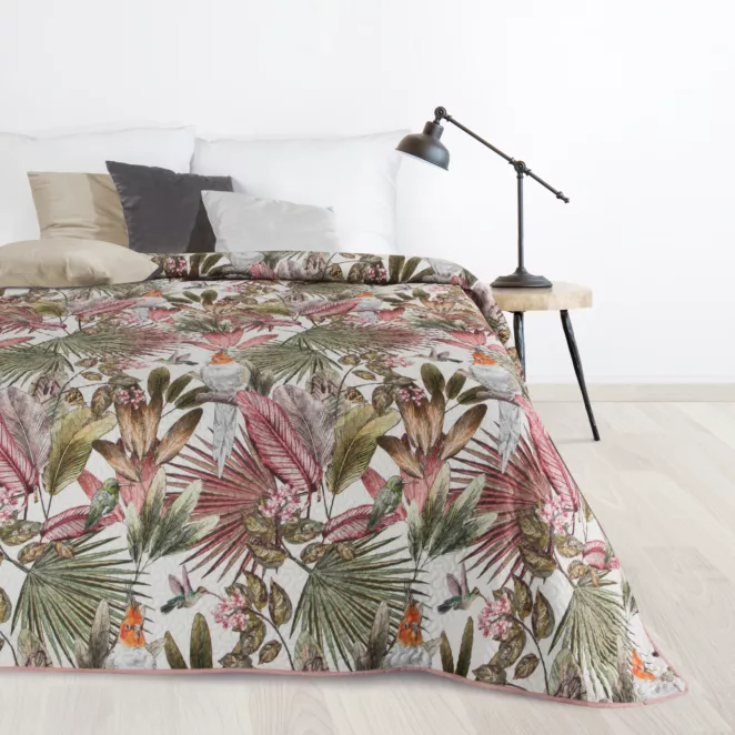 DESIGN 91 Narzuta PARROT z nadrukiem egzotycznych roślin i papug