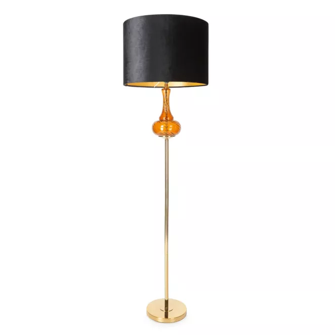 Lampa stojąca LILIANA zdobiona szklaną bombką i welwetowym abażurem