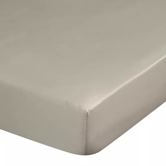 Prześcieradło z gumką 140x200 cm z satyny bawełnianej kolor szarobeżowy 125 g/m2 DINA Diva Line
