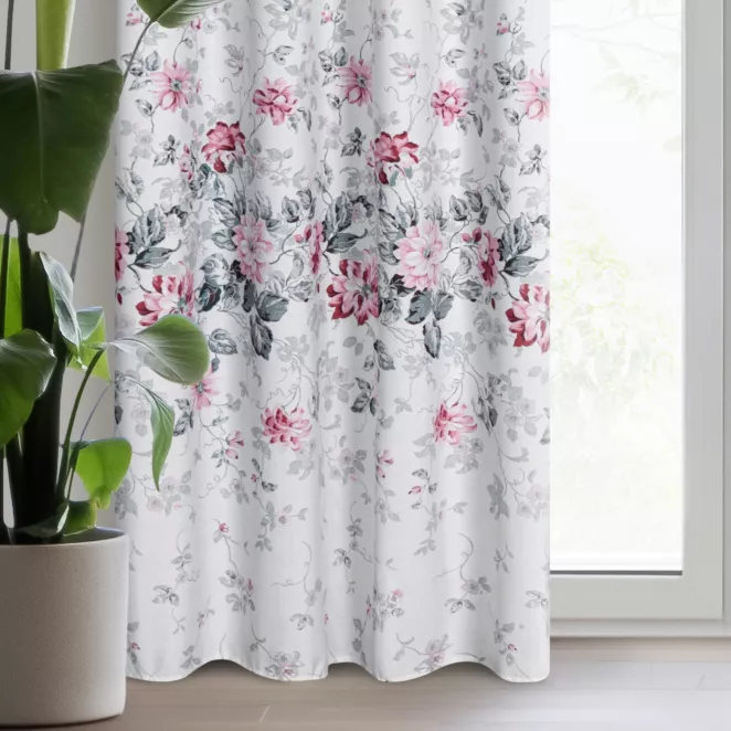 DESIGN 91 Zasłona LEA z lekkiej mikrofibry z kwiatowym nadrukiem