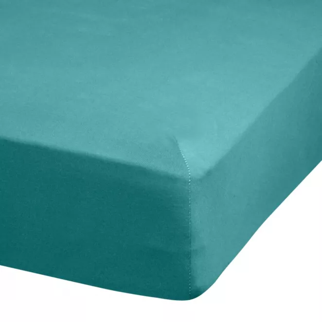 Prześcieradło jersey z gumką 220x200 cm z bawełny kolor turkusowy 140 g/m2 ADELA