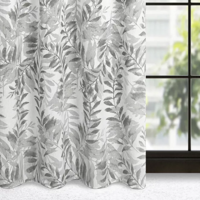 Zasłona naturalna w stalowe liście 140x250 cm przelotka HARIET
