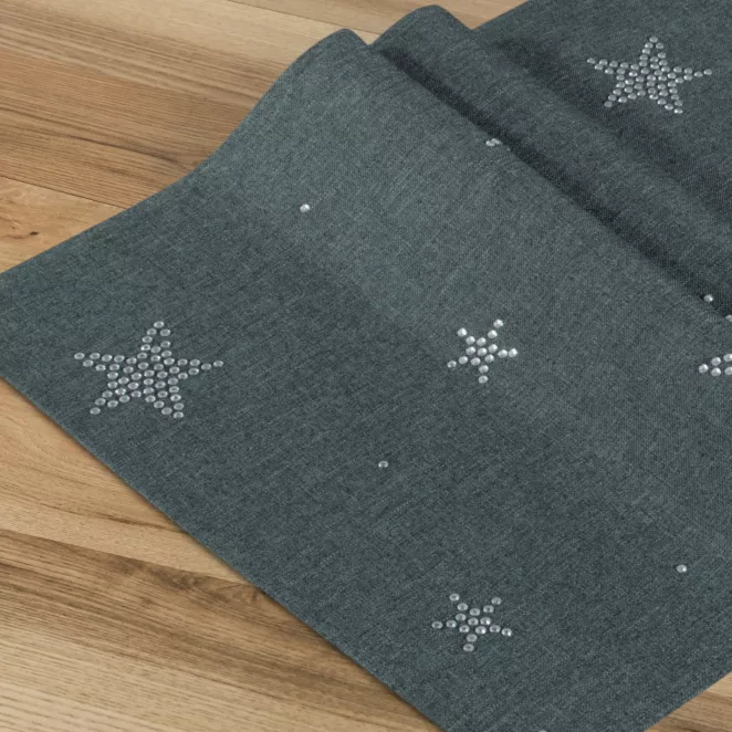 Bieżnik świąteczny MERRY z aplikacją z gwiazdkami z cyrkonii