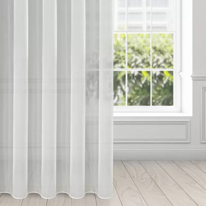 Firana kremowa z gładkiego mlecznego woalu wykończona szwem obciążającym VIOLET 200x200 cm flex 1:2
