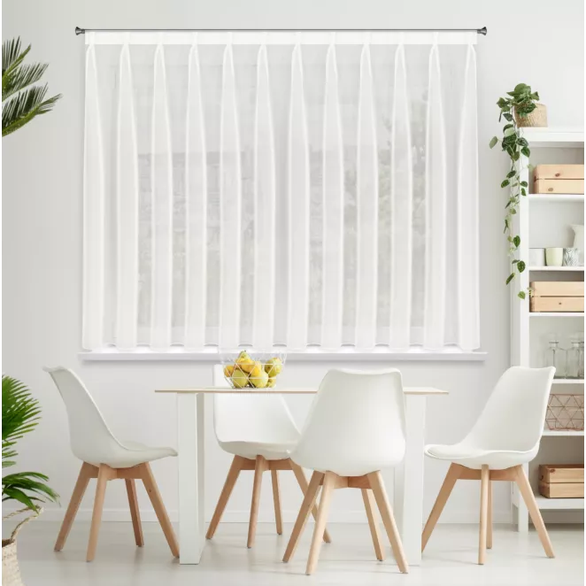 Firana kremowa z gładkiego mlecznego woalu wykończona szwem obciążającym VIOLET 300x170 cm flex 1:2