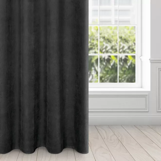 Zasłona czarna z matowego welwetu 140x250 cm przelotka MILO