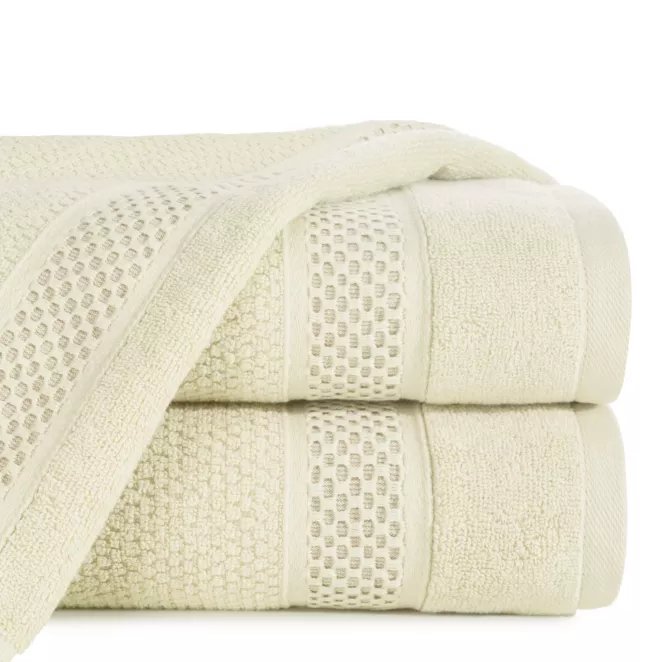 Ręcznik do rąk 30x50 cm bawełniany kolor kremowy z żakardową bordiurą 500 g/m2 DANNY