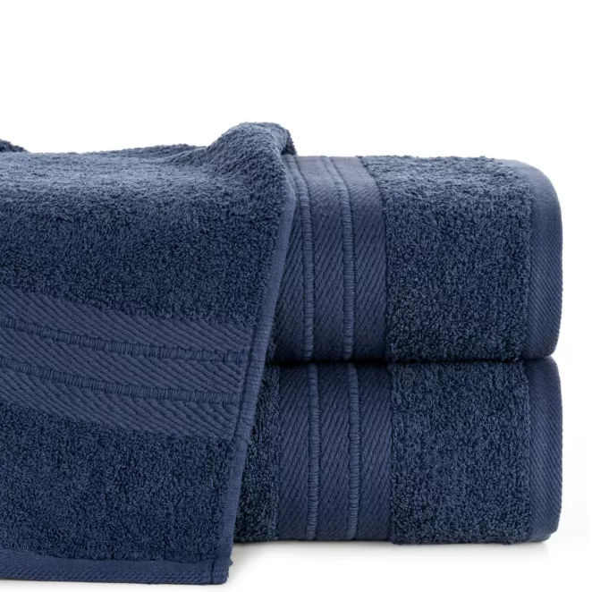 Ręcznik do rąk 30x50 cm bawełniany kolor granatowy z żakardową bordiurą 500 g/m2 KAYA