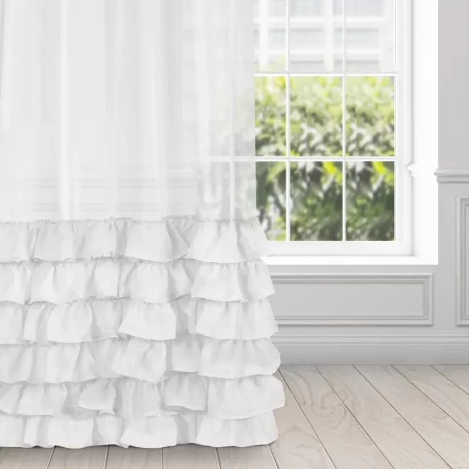 Firana biała z falbanami 140x250 cm taśma DOLLY DIVA LINE