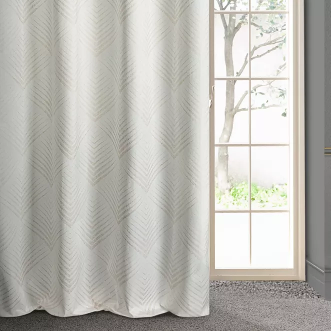 Zasłona biała ze złotym wzorem geometrycznym z welwetu 140x250 cm przelotka BLANCA 2 Limited Collection