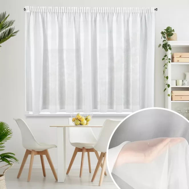 Firana biała z gładkiego matowego woalu 350x150 cm taśma LUCY