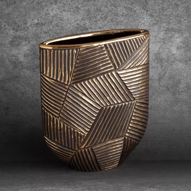 Wazon ceramiczny EMMI z wytłaczanym geometrycznym wzorem