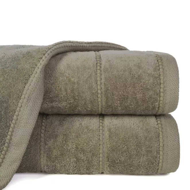 Ręcznik do rąk 70x140 cm bawełniany kolor brązowy z welwetową bordiurą 500 g/m2 MARI