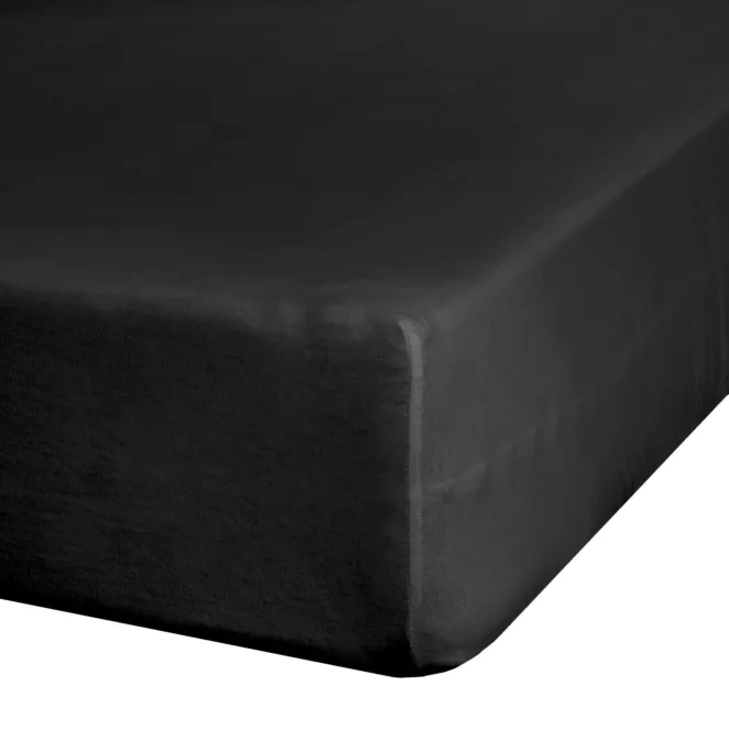 Prześcieradło jersey z gumką 240x220 cm z bawełny kolor czarny 140 g/m2