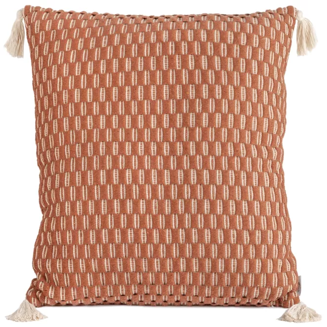TERRA COLLECTION Poszewka MOROCCO z grubej tkaniny bawełnianej zdobiona chwostami na rogach