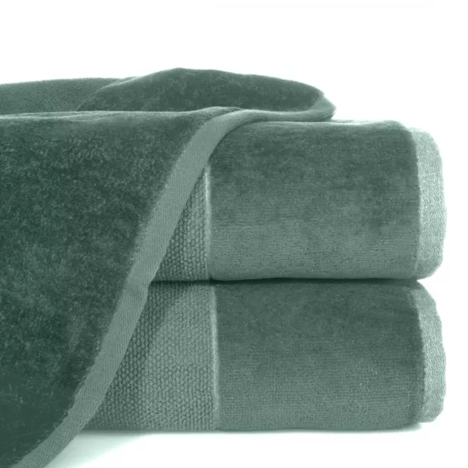 Ręcznik do rąk 30x50 cm bawełniany kolor ciemnomiętowy z bordiurą z weluru 500 g/m2 LUCY