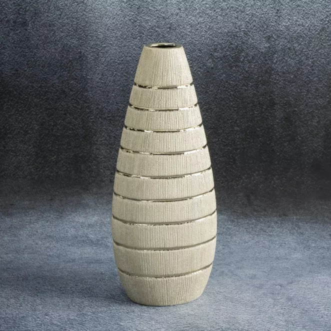 Wazon ceramiczny MELINDA o łączonych fakturach z wytłaczanym wzorem, nowoczesny