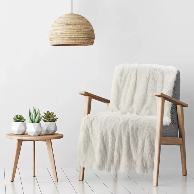 DESIGN 91 Narzuta na fotel-koc  TIFFANY o strukturze miękkiego futra