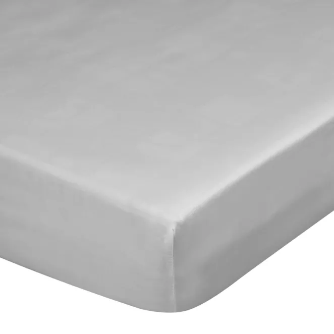 Prześcieradło gładkie z gumką 100x200 cm z satyny bawełnianej kolor jasnoszary 125 g/m2 NOVA 3