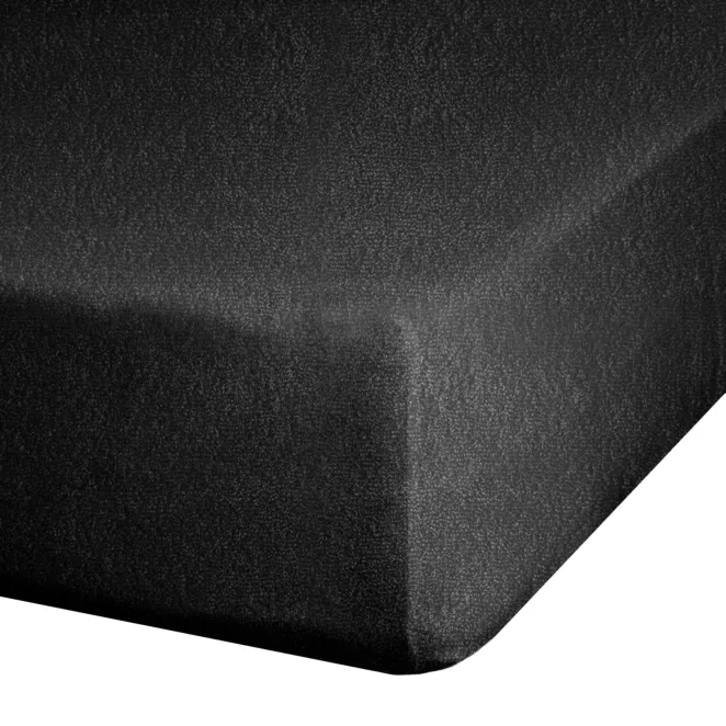 Prześcieradło frotte z gumką 140x200 cm z bawełny kolor czarny 170 g/m2 Design 91