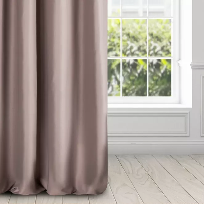 Zasłona pudrowo różowa z błyszczącym splotem 140x250 cm przelotka ESSME