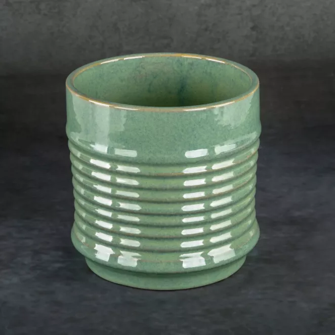 Donica ceramiczna SAMI minimalistyczna, o kształcie walca ze żłobieniami